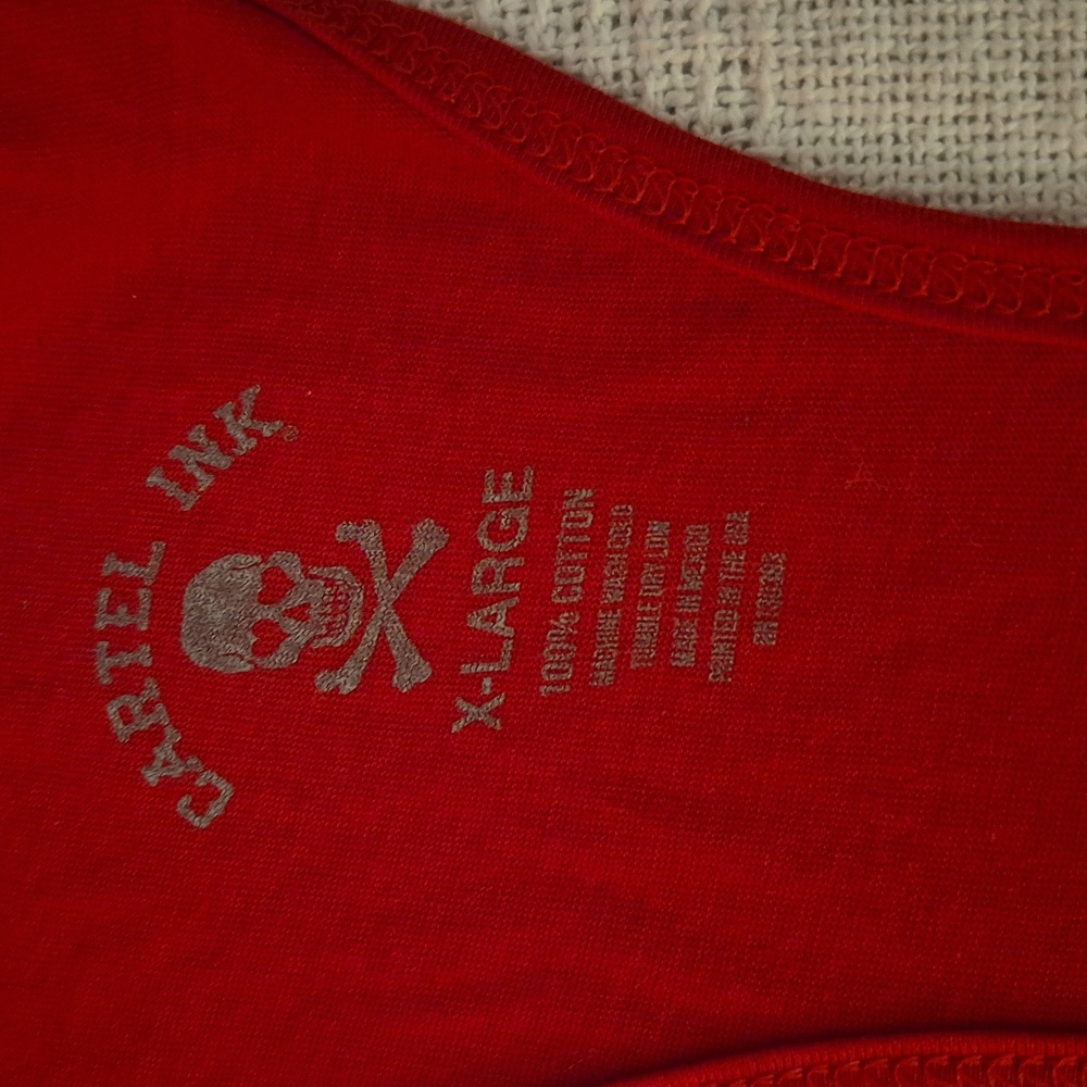 Red Racerback Tank Top with White Script Branding - Picture 4 of 4
